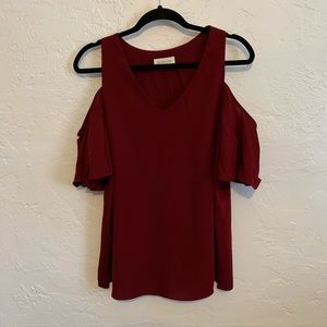 EUC Burgundy Cold Shoulder Top